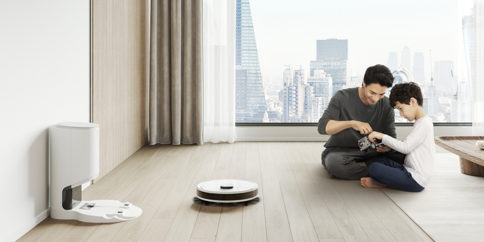 Ecovacs robotstofzuiger in woonkamer