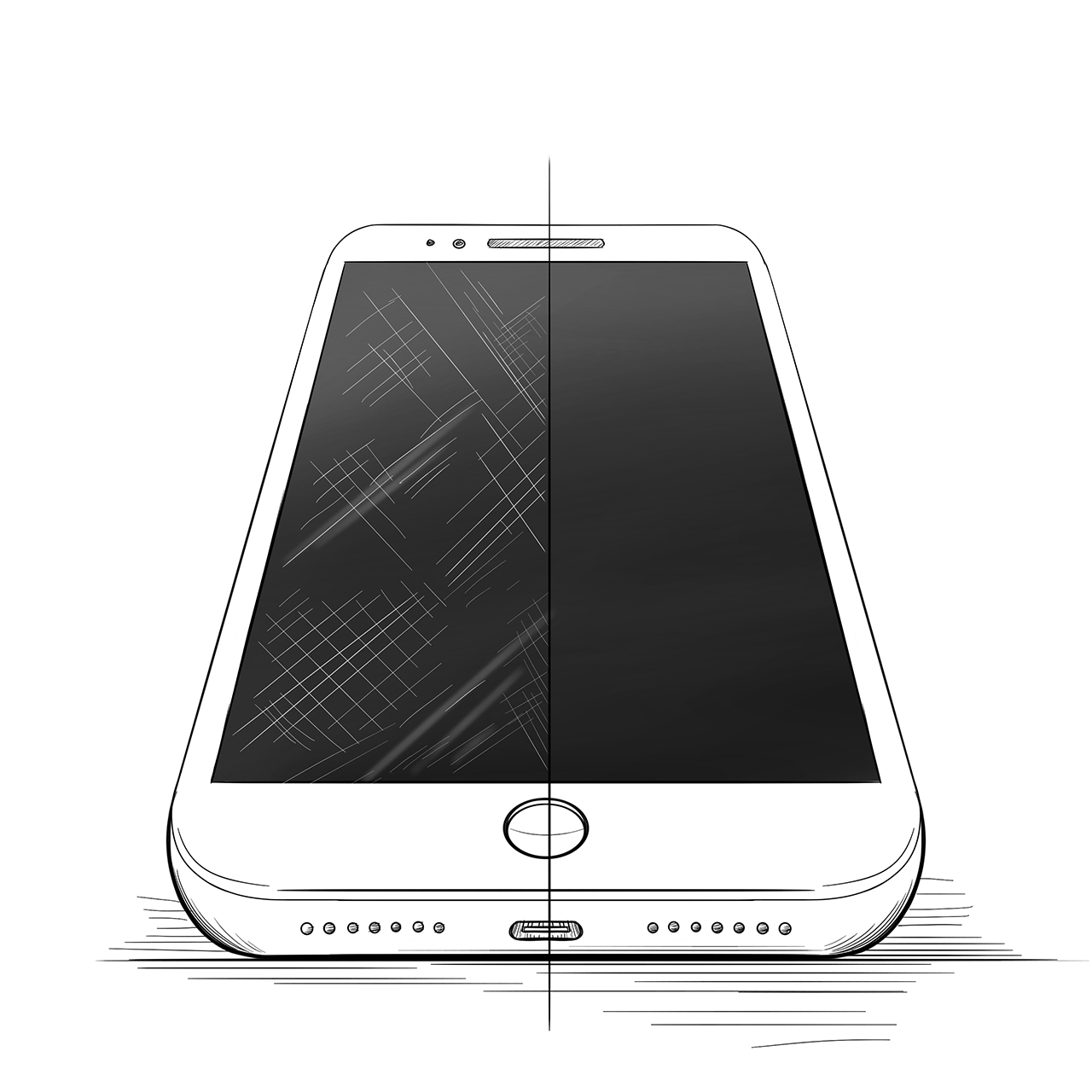 Prima voor en na smartphone zonder krassen